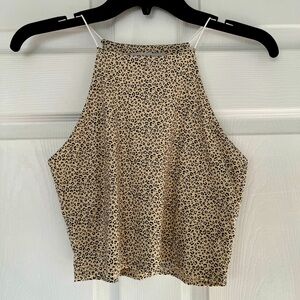 Leopard halter tank Crop Top